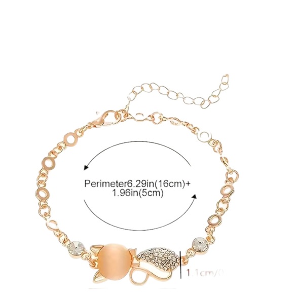 14K Gold Plated Rose Gold Cat Bracelet - Picture 3 of 5